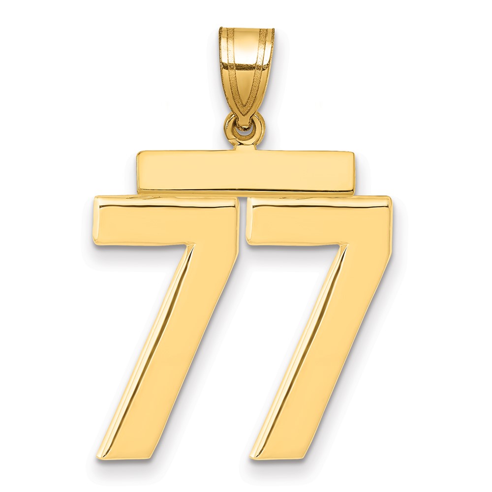 LP77.jpg 14k Large Polished Number 77 Charm - Image 1
