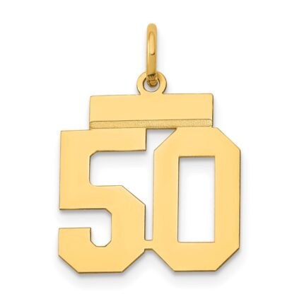 14k Small Polished Number 50 Charm