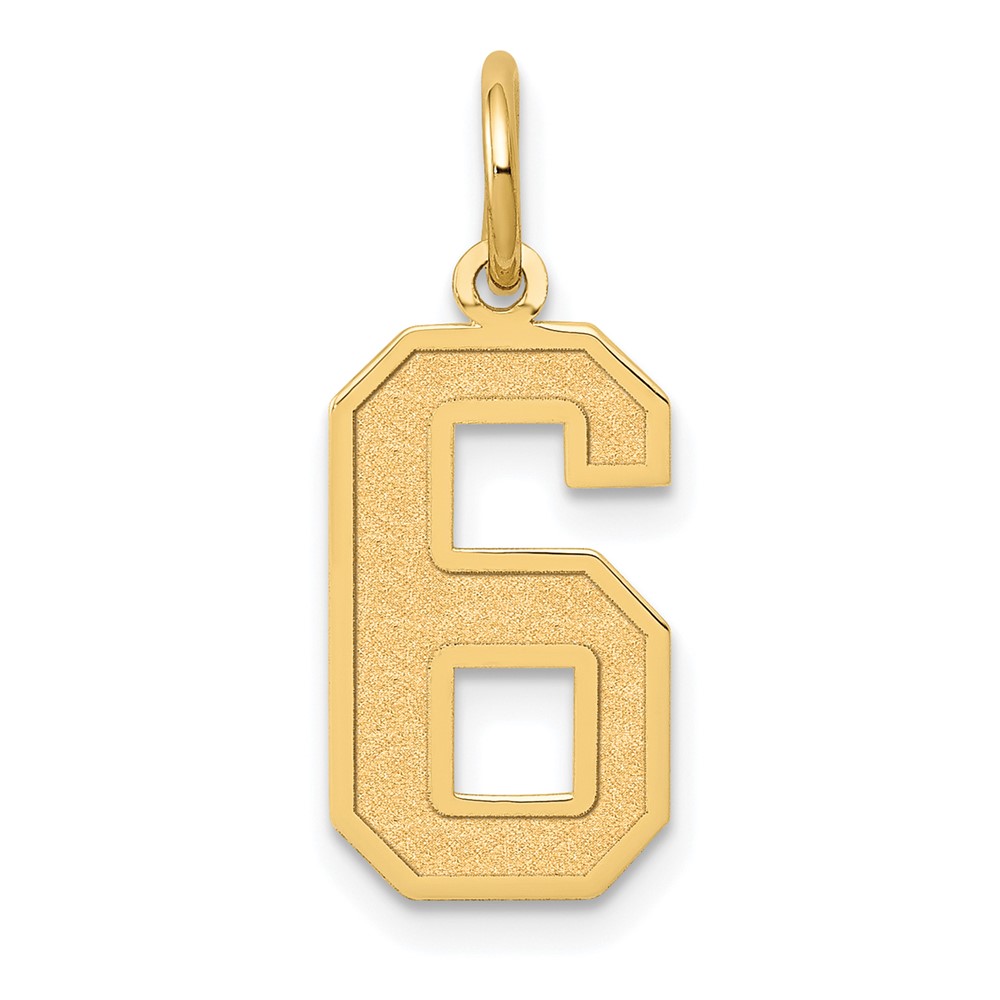 LSM06.jpg 14k Medium Satin Number 6 Charm - Image 1