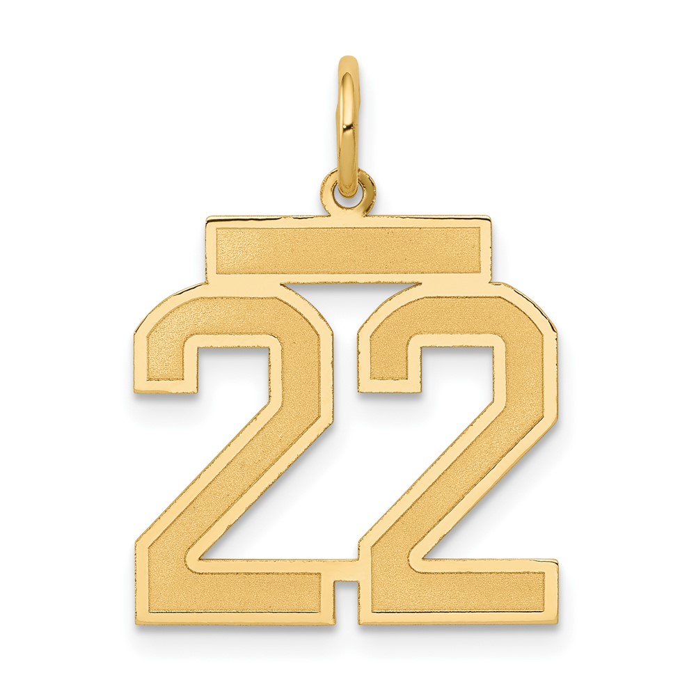 LSM22.jpg 14k Medium Satin Number 22 Charm - Image 1