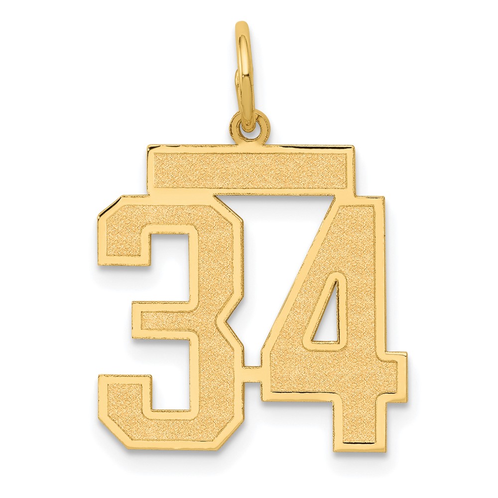 LSM34.jpg 14k Medium Satin Number 34 Charm - Image 1