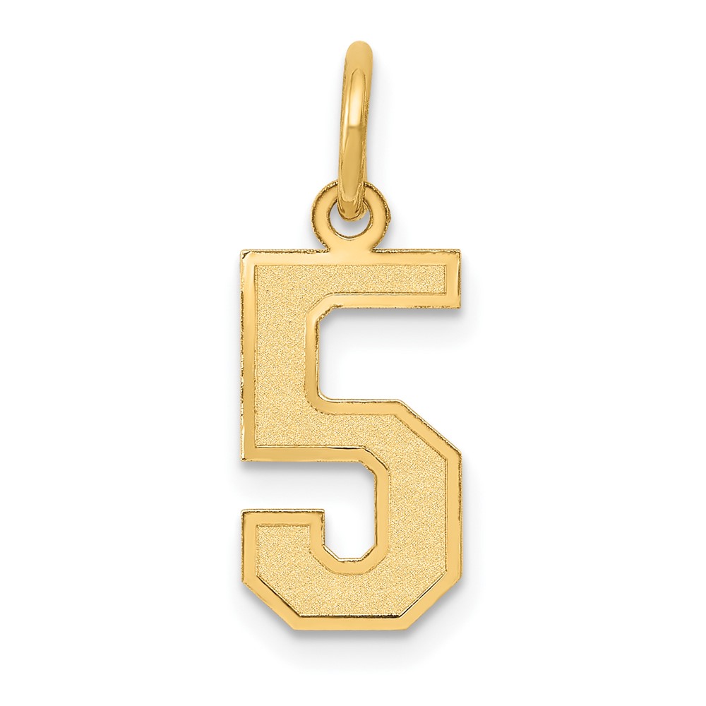 LSS05.jpg 14k Small Satin Number 5 Charm - Image 1