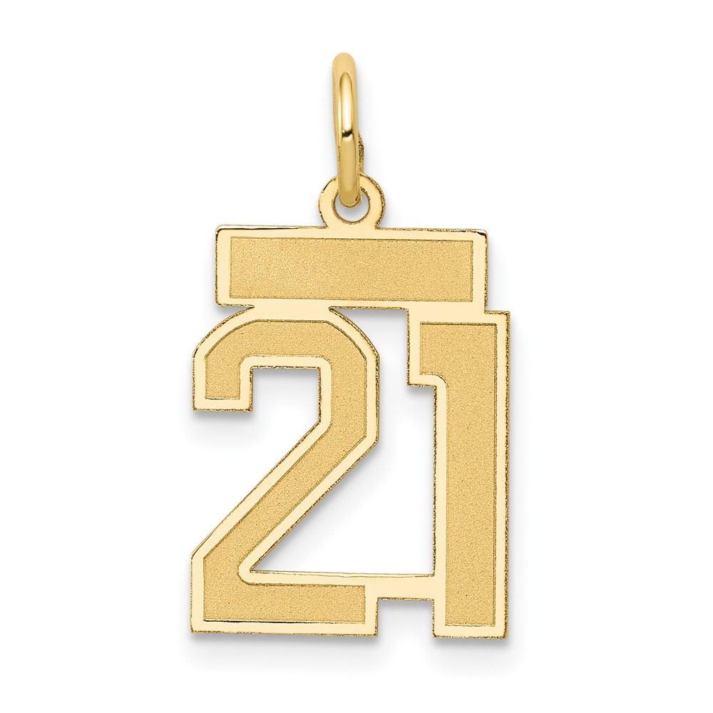 LSS21.jpg 14k Small Satin Number 21 Charm - Image 1