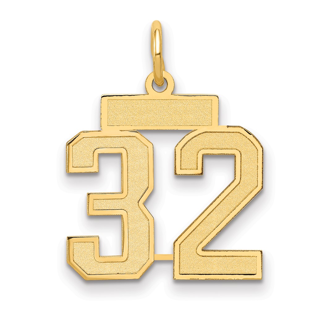 LSS32.jpg 14k Small Satin Number 32 Charm - Image 1