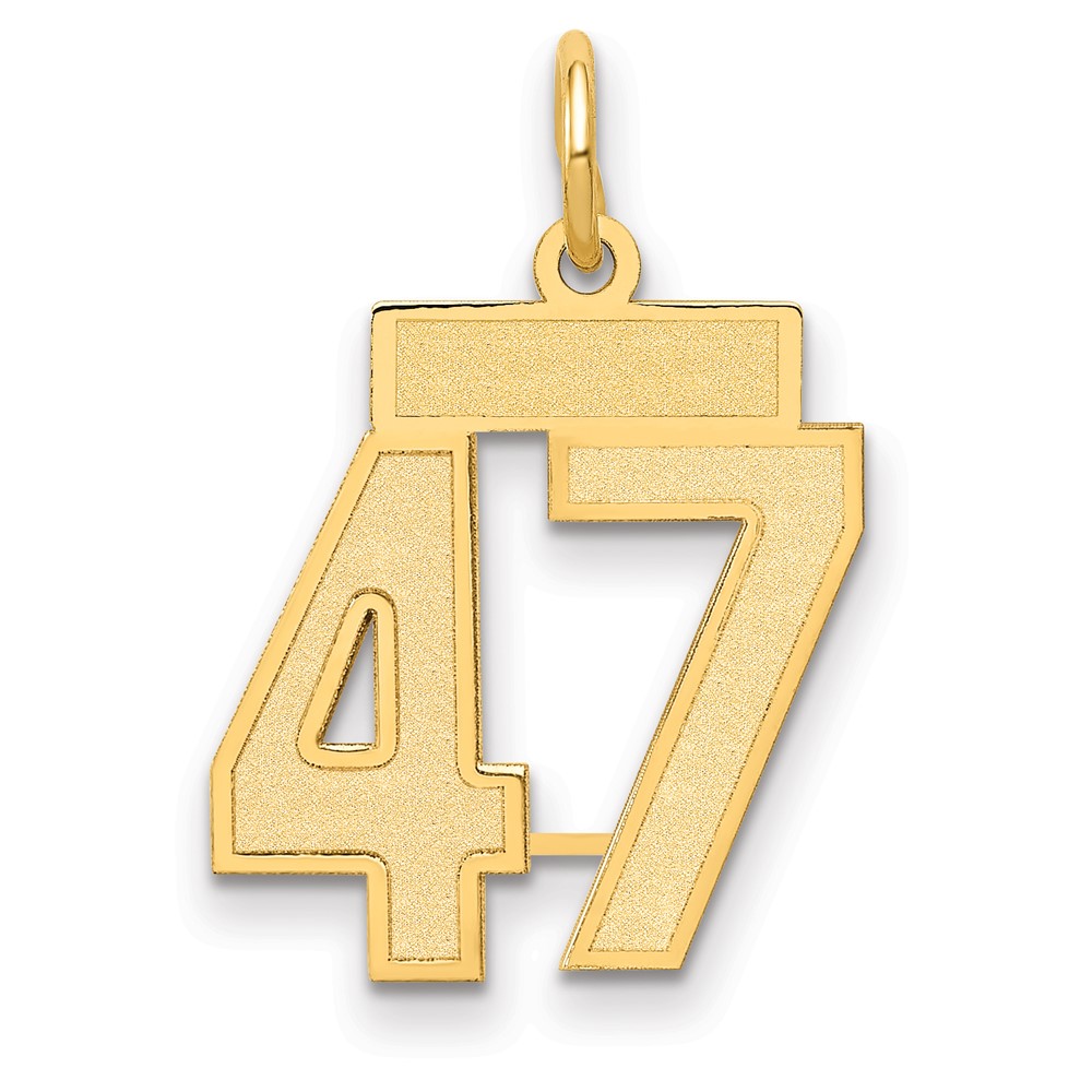 LSS47.jpg 14k Small Satin Number 47 Charm - Image 1