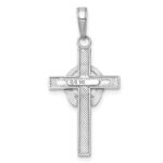 14k White Gold Polished Claddagh Cross Pendant - Image 3