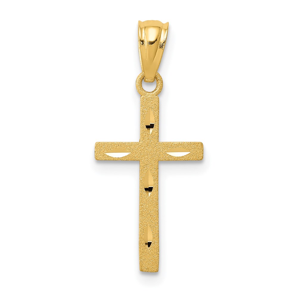 M1344.jpg 14K Satin Diamond-Cut Cross Pendant - Image 1
