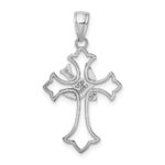 14K White Gold Polished Cross with Dove Charm - Image 3