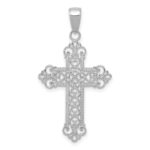 14K White Gold Fleur De Lis Cross Charm