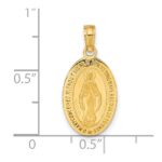 14k Polished and Satin Solid Miraculous Medal Oval Pendant - Image 4