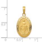 14k Polished and Satin Solid Miraculous Medal Oval Pendant - Image 2