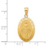 14k Polished and Satin Solid Miraculous Medal Oval Pendant - Image 4