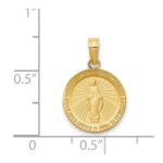 14k Polished and Satin Solid Miraculous Medal Round Pendant - Image 3