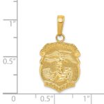 14k Polished Solid Small Saint Michael Medal Badge Pendant - Image 3