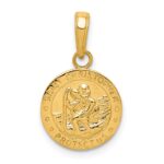 14k Polished Solid Saint Christopher Medal Round Charm