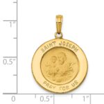 14k Polished and Satin Solid Saint Joseph Medal Round Pendant - Image 3