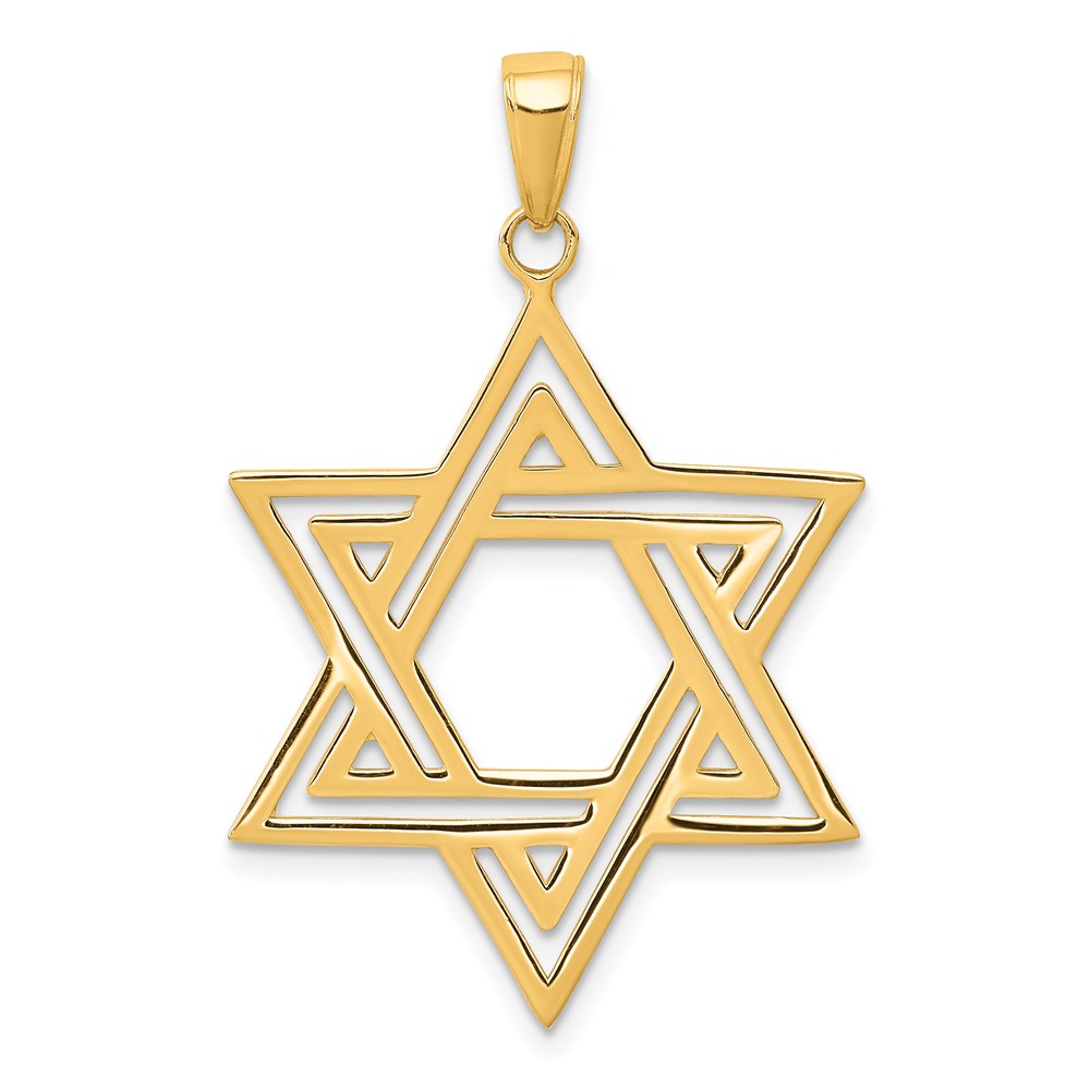 M1595.jpg 14k Solid Polished Cut-out Star of David Charm - Image 1
