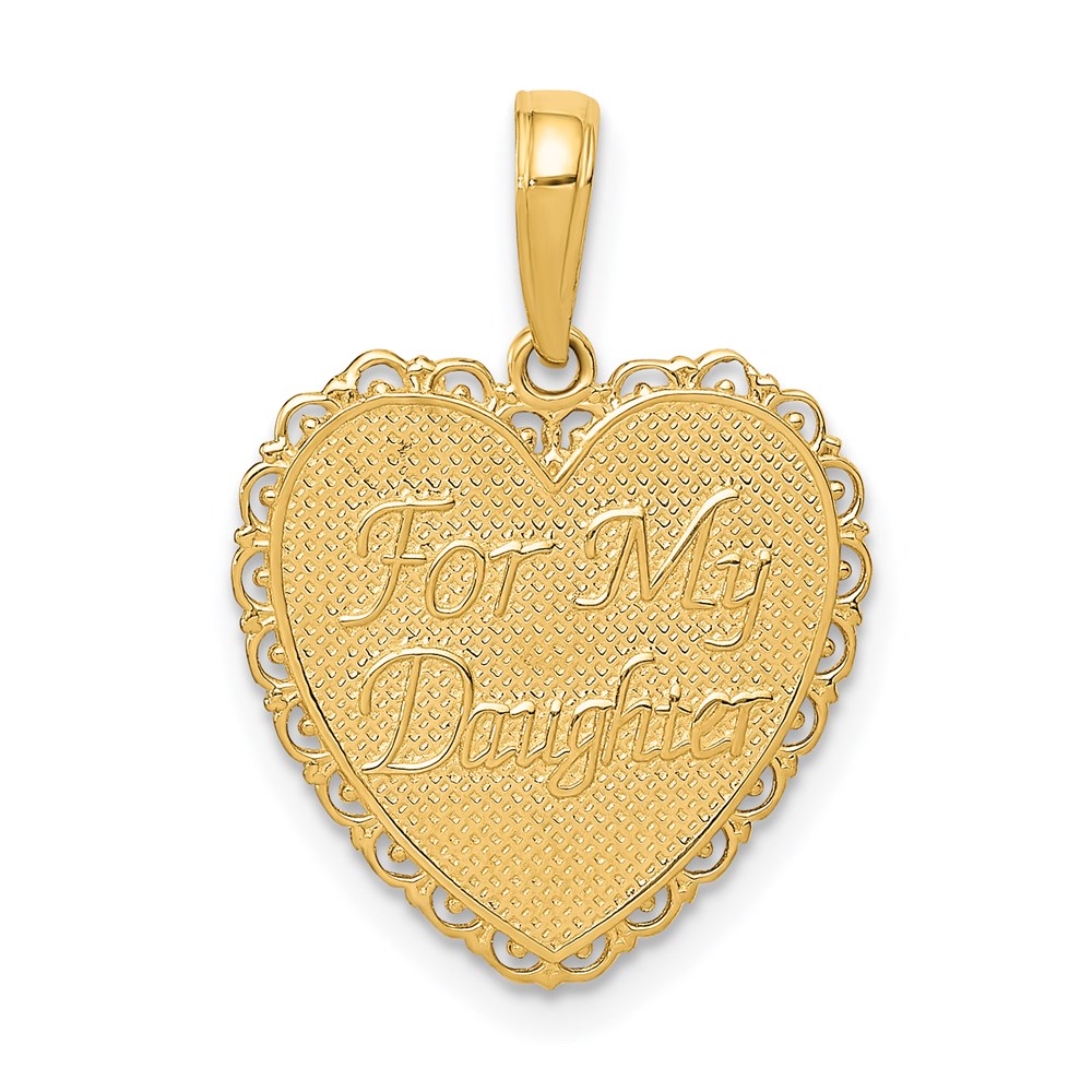 M175.jpg 14k Reversible FOR MY DAUGHTER / YOU ARE MY PRIDE AND JOY Heart Pendant - Image 1