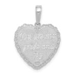 14K White Gold Reversible FOR MY DAUGHTER / YOU ARE MY PRIDE AND JOY Heart Pendant - Image 3