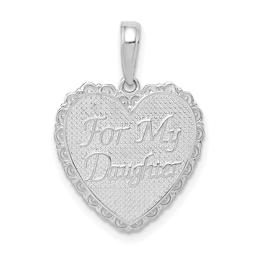 M175W.jpg 14K White Gold Reversible FOR MY DAUGHTER / YOU ARE MY PRIDE AND JOY Heart Pendant - Image 1