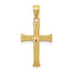 14k Satin Diamond-cut Cross Charm