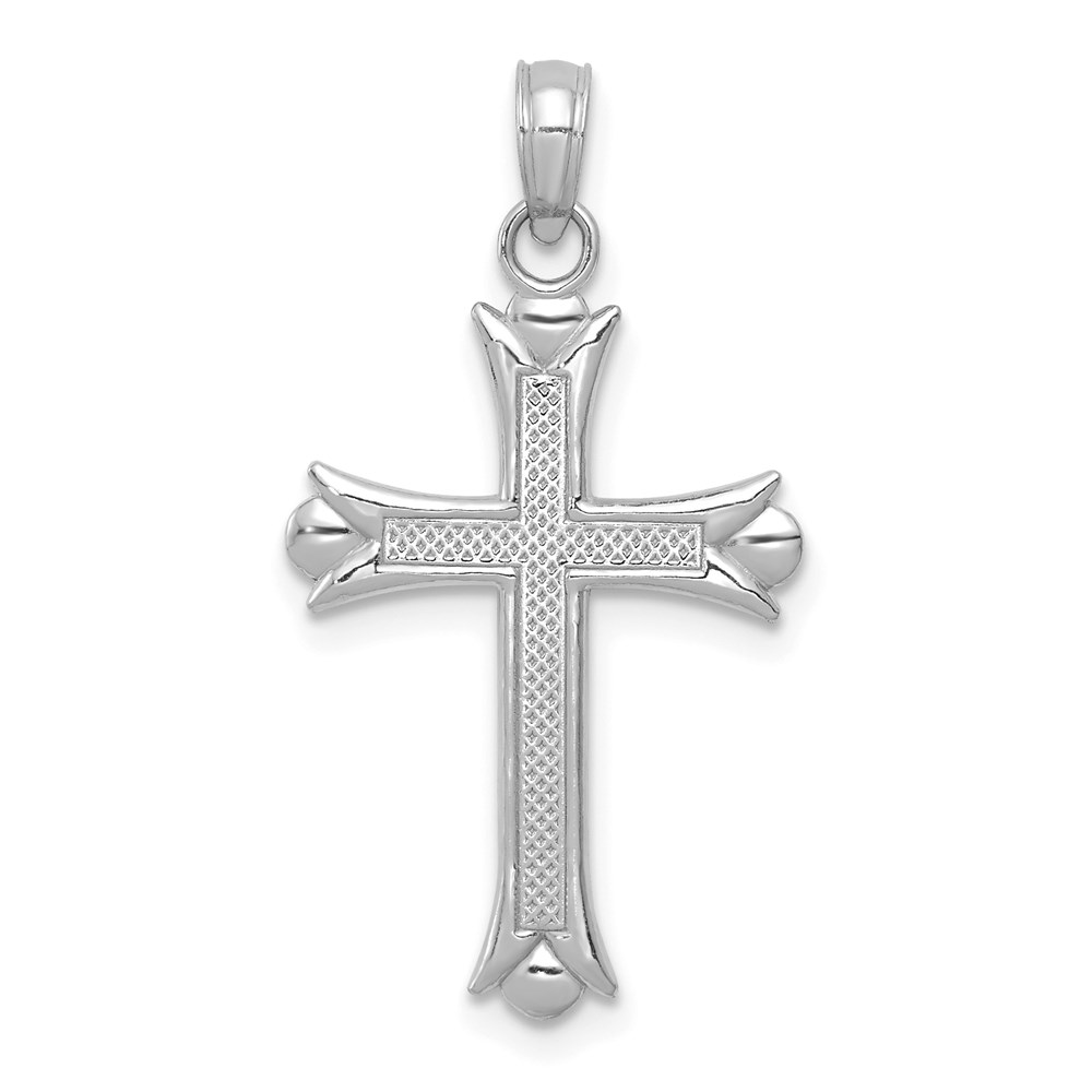 M1849W.jpg 14K White Gold Fleur De Lis Cross Pendant - Image 1