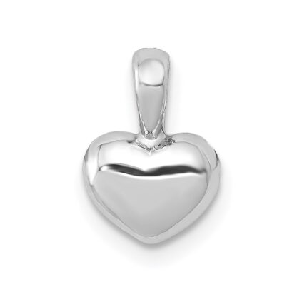 14K White Gold Polished Domed Concave Back Heart Charm