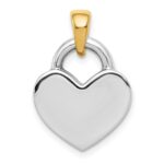 14k and White Rhodium Hollow Polished 3-D Reversible Heart Charm - Image 4