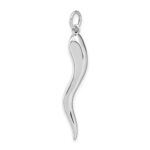 14k White Gold Solid Polished 3-D Large Italian Horn Charm - Image 5