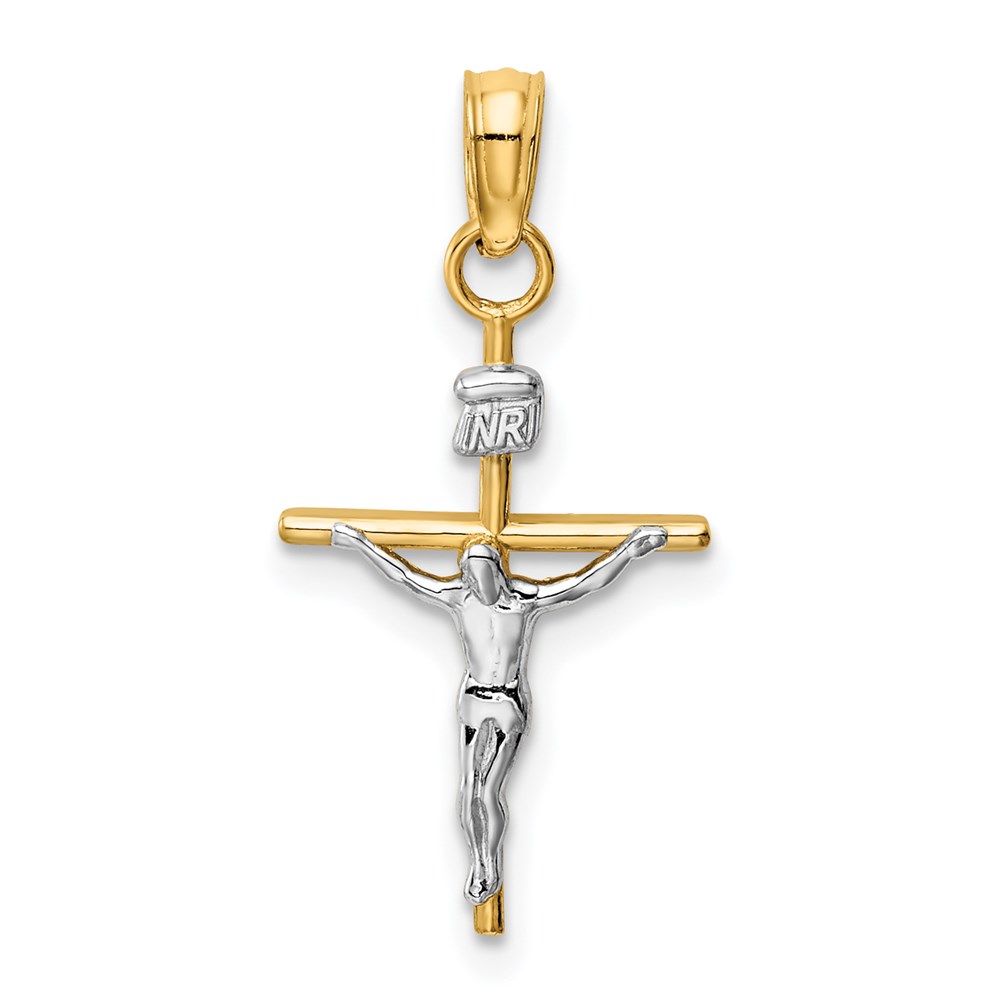 M2591.jpg 14k Two-tone INRI Crucifix Pendant - Image 1