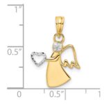 14k and White Rhodium Diamond-cut Angel Holding Heart Pendant - Image 4
