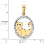 14k and White Rhodium Diamond-cut Dog in Oval Pendant - Image 4