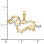14k and White Rhodium Diamond-cut Dachshund Pendant - Image 4