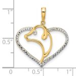 14k and White Rhodium Diamond-cut Dog Head in Heart Pendant - Image 4