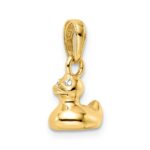 14k and White Rhodium 3-D Duck Pendant - Image 4