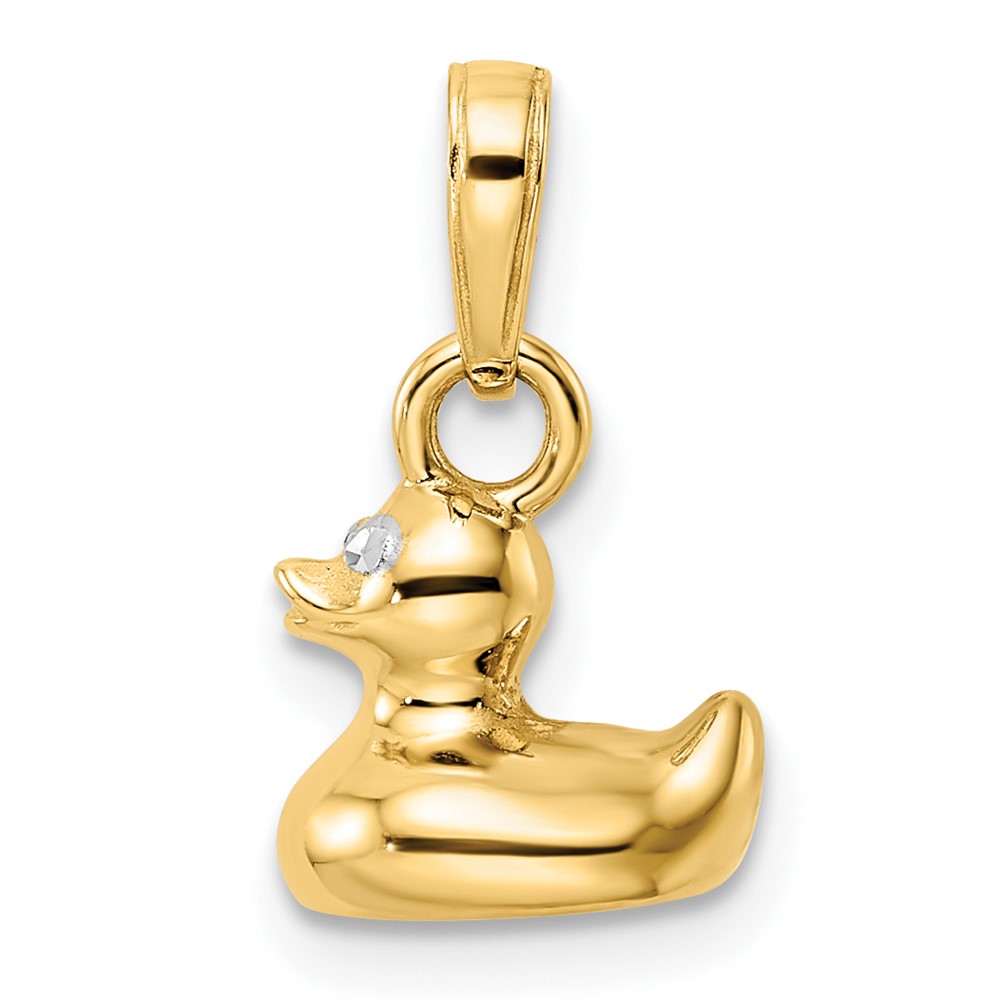 M2925.jpg 14k and White Rhodium 3-D Duck Pendant - Image 1