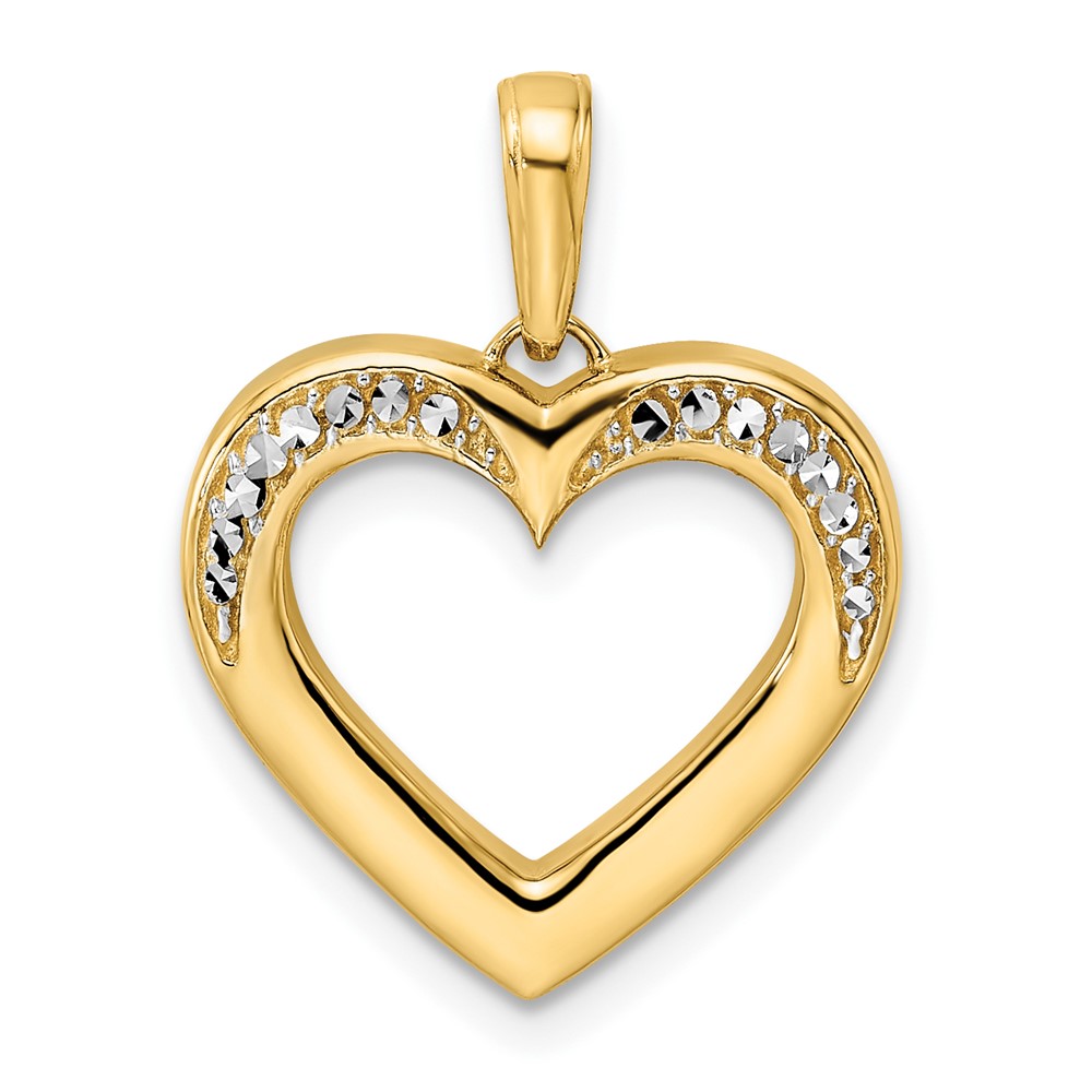 M2939.jpg 14k and White Rhodium Diamond-cut Fancy Heart Pendant - Image 1