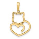 14k and White Rhodium Diamond-cut Cat Heart Pendant - Image 3