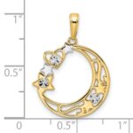 14k and White Rhodium Diamond-cut Heart/Star/Moon Pendant - Image 4