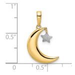 14k and White Rhodium Moon with Dangle Star Pendant - Image 4