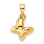 14k and White Rhodium Half Diamond-cut Butterfly Pendant - Image 3