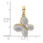 14k and White Rhodium Diamond-cut Fancy Butterfly Pendant - Image 4