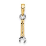 14k and White Rhodium Diamond-cut Wrench Pendant - Image 3