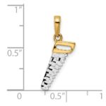 14k and White Rhodium Diamond-cut Saw Pendant - Image 3