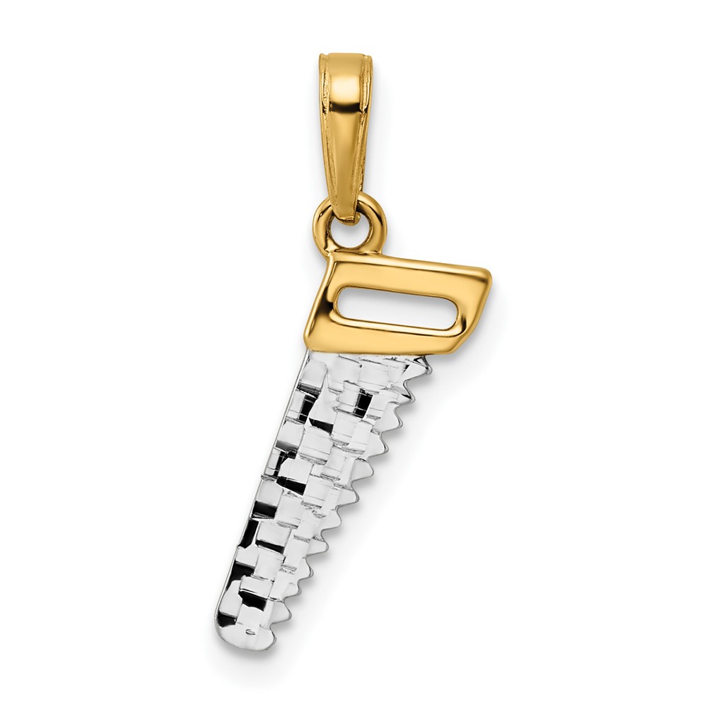 M3019.jpg 14k and White Rhodium Diamond-cut Saw Pendant - Image 1