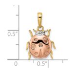 14k with White and Rose Rhodium Diamond-cut Ladybug Pendant - Image 3