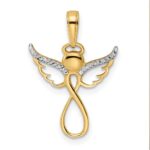 14K and White Rhodium Diamond-cut Infinity Angel Pendant