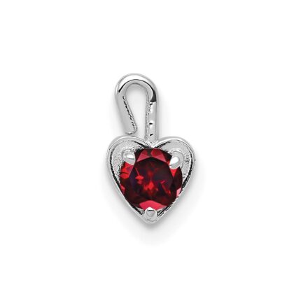 14k White Gold January Synthetic Birthstone Heart Charm