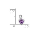 14k White Gold February Synthetic Birthstone Heart Charm - Image 4