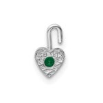 14k White Gold May Synthetic Birthstone Heart Charm - Image 3